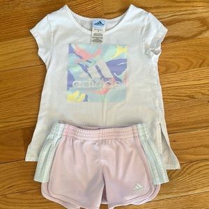 Girls Adidas short sleeve/shorts track set
